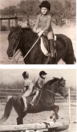 Kim with her sister and ponies
